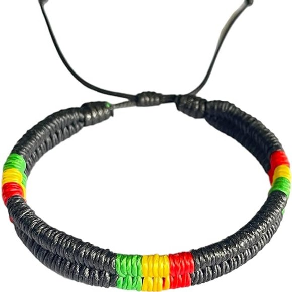 Boutique Jewelry - NWT Jamaica Rasta Plaid Adjustable Cord Bracelet - Unisex